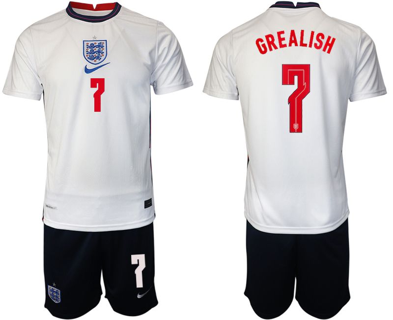 Men 2020-2021 European Cup England home white #7 Nike Soccer Jersey